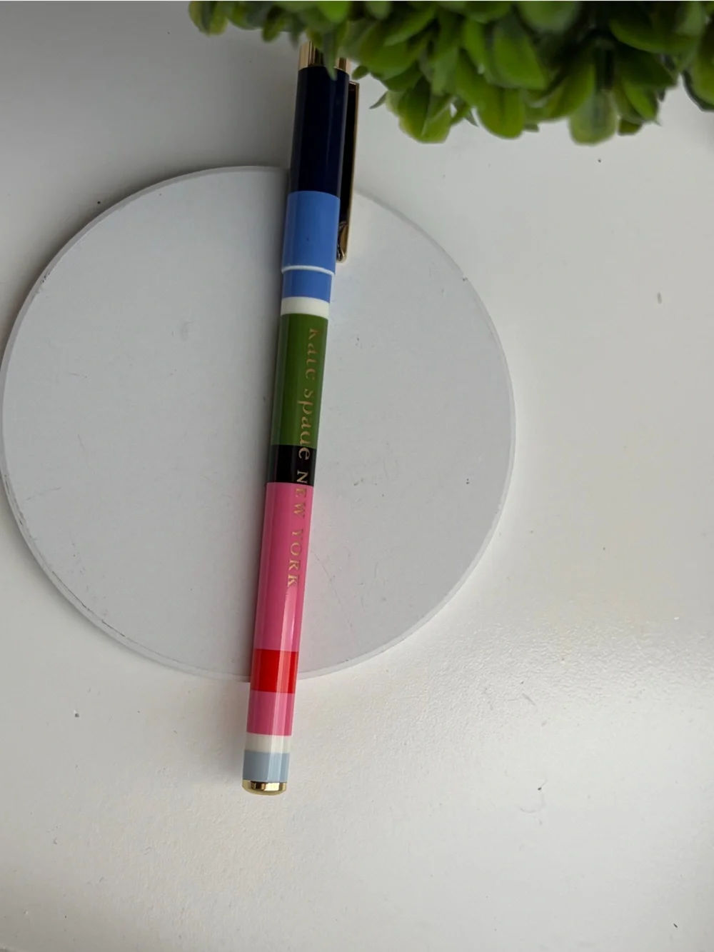 kate spade Multicolor Striped Ballpoint Pen with Gold Trim